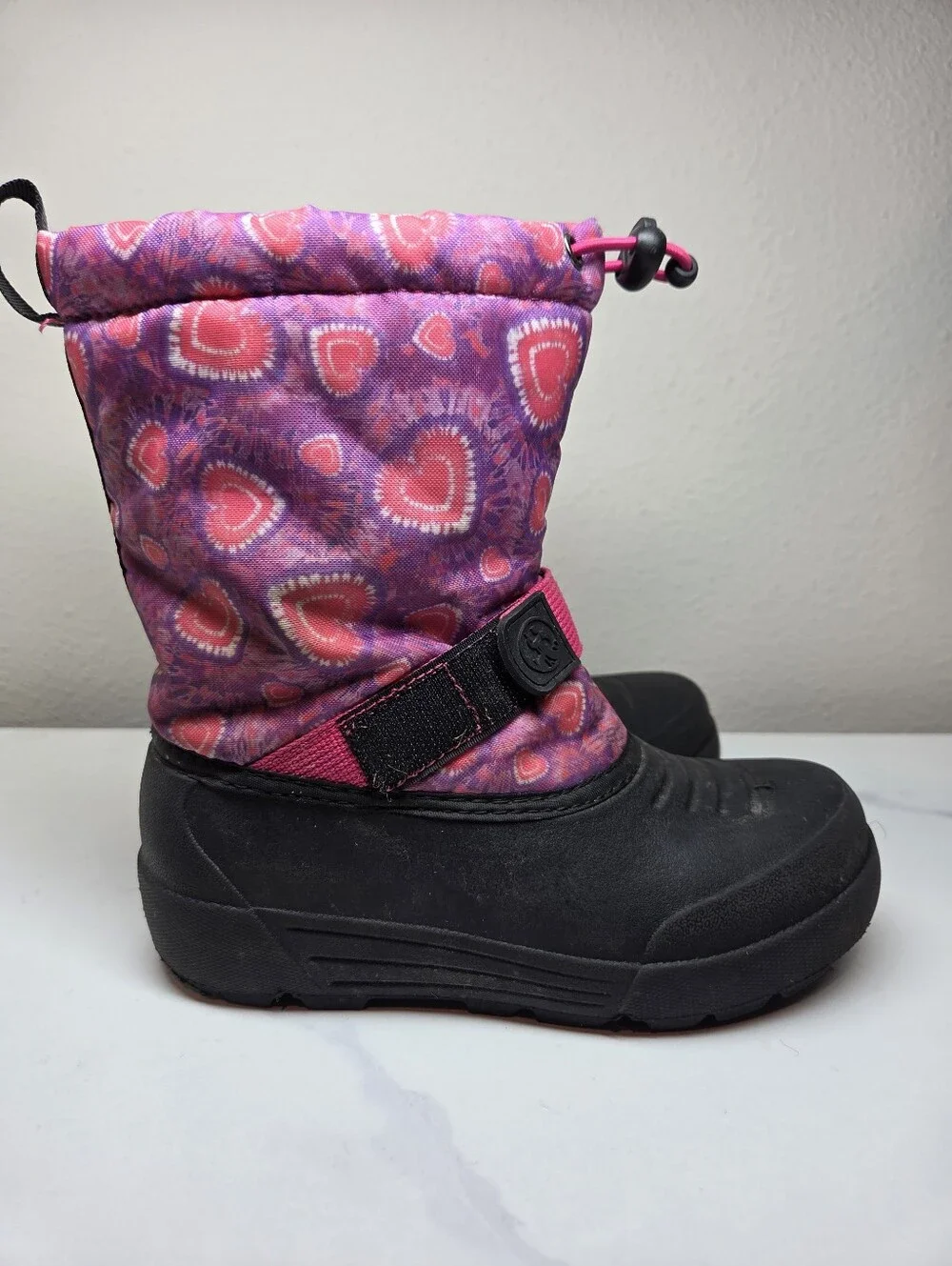 Northside Kids Frosty Polar Snow Boots Pink Purple Hearts Thinsulate Size 1 NWOB